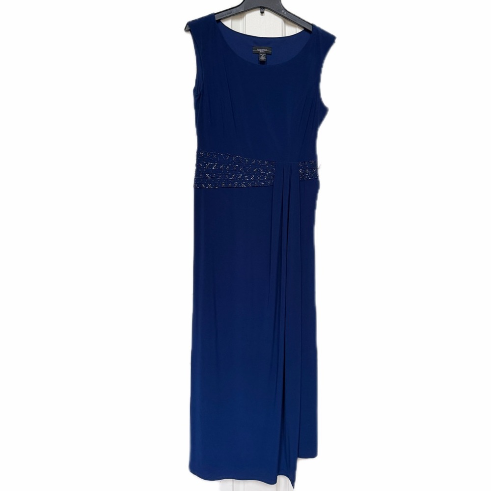 R&M Richards Navy Beaded Maxi Dress – Size 6P Petite – NWT